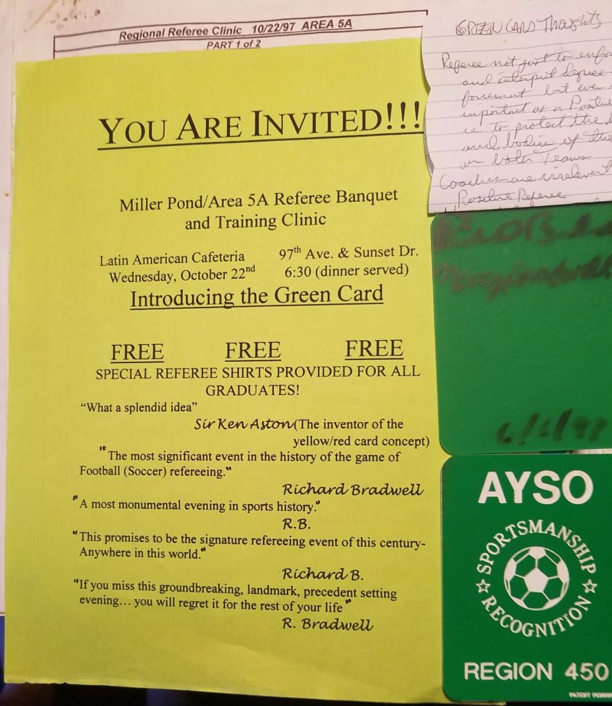 Green Card Referee Training Clinic Flyer